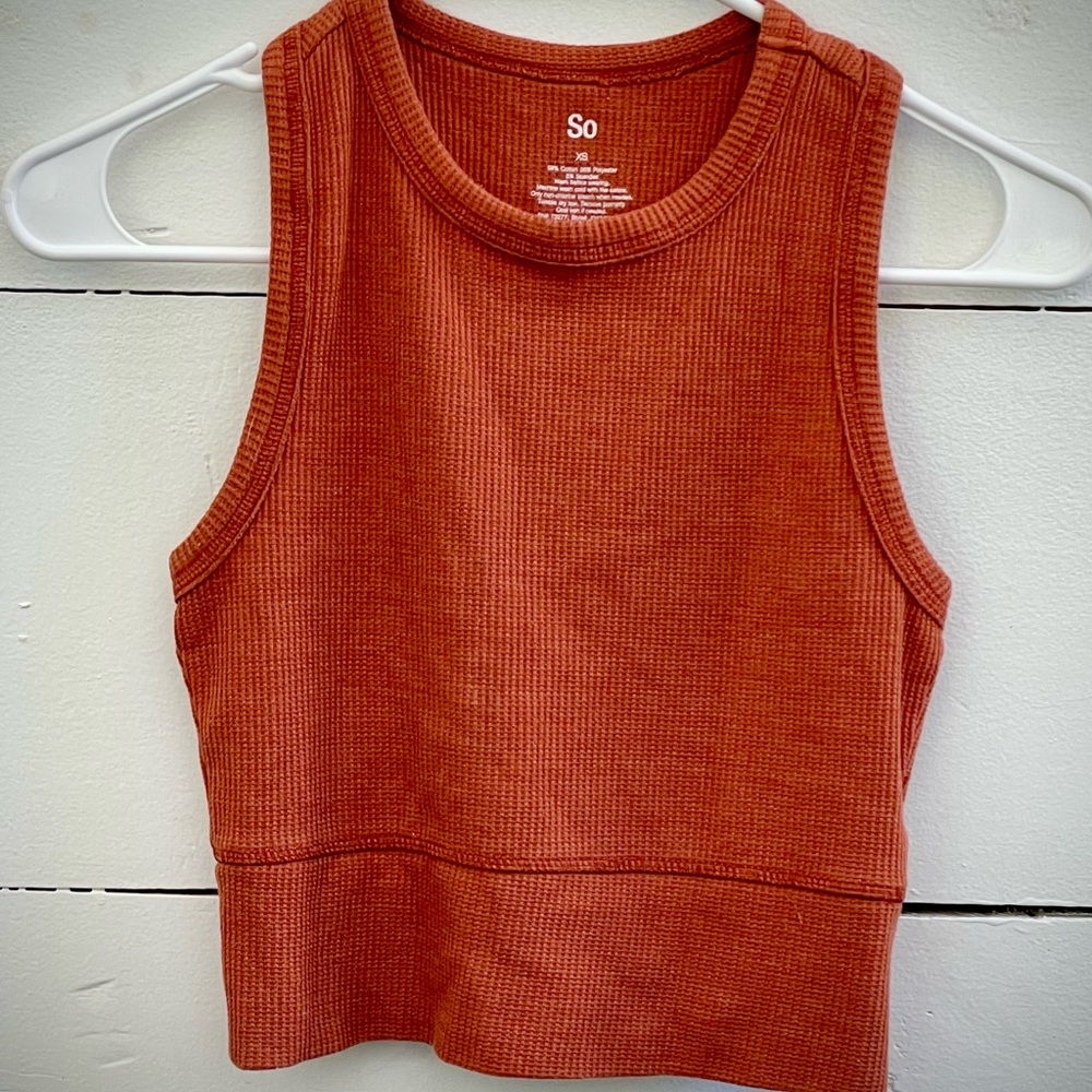 🌸 🟠Orange Waffle Fitted Tank Top 🟠 🌸